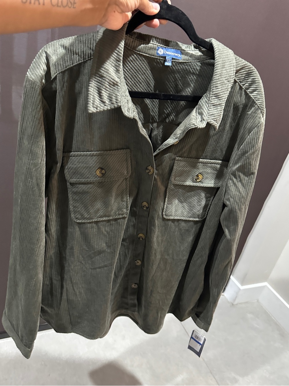 NWT Democracy Olive Green Corduroy Utility Jacket
